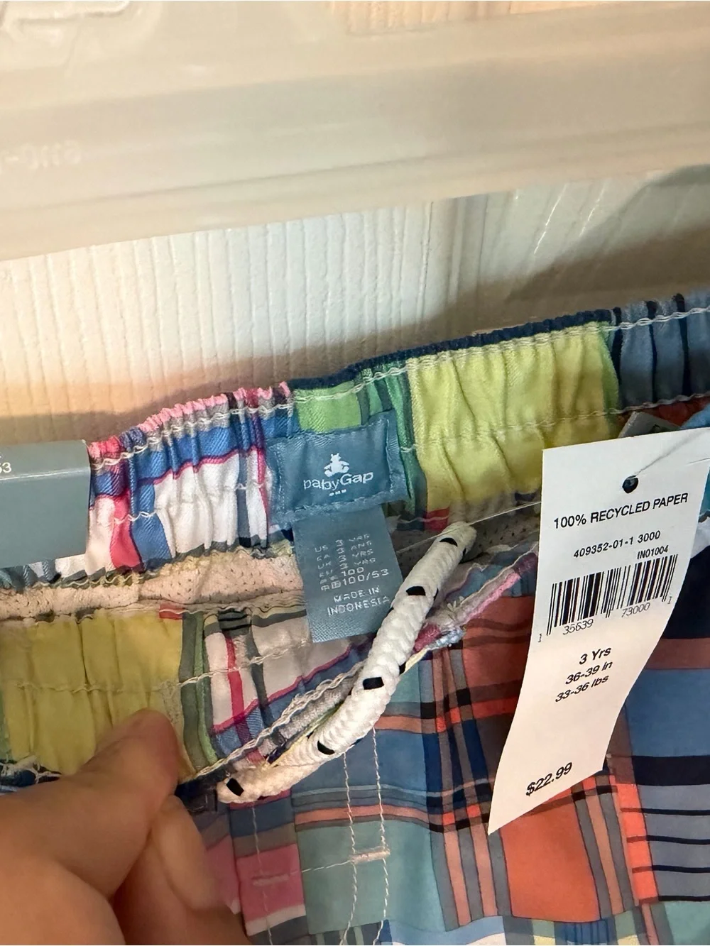 NWT Baby Gap Plaid Swim Trunks | Size 3 Years | UPF 50+ (if tag confirms)